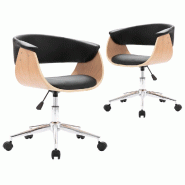 VidaXL Chaises pivotantes à manger lot de 2 noir similicuir Modèle Prado - 3054881