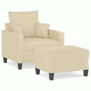 VidaXL Fauteuil avec repose-pied Crème 60 cm Tissu Modèle Vega StudioDesk Advance - 3201083