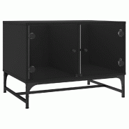 VidaXL Table basse avec portes en verre noir 68,5x50x50 cm Modèle Atlas Infinite Urban - 836540
