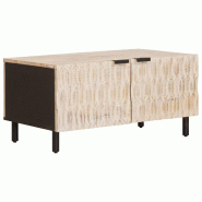 VidaXL Table basse Blanc 80 x 50 x 40 cm Bois de mangue massif Modèle Sirius Urbain - 4017869