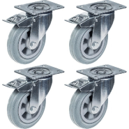 160mm 6" roulettes pivotantes en caoutchouc gris avec frein, forte capacité de 540kg, jeu de 4 160mm 6" roulettes pivotantes en caoutchouc gris avec frein, forte capacité de 540kg, jeu de 4