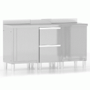 Armoires de cuisine commerciales 3 pièces en acier inoxydable, Modèle Atelier - 3083719