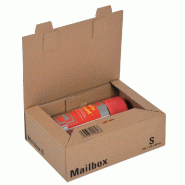 Boîte colis poste fermeture languettes 250x175x80mm brun