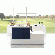 Bureau d'accueil Pano avec partie PMR - Ofitres - 160, Blanc, Bleu marine mat_0