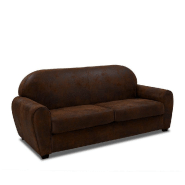 CANAPÉ FIXE CLUB 3 PLACES EN MICROFIBRE VINTAGE MARRON FONCÉ