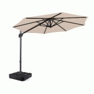 COSTWAY Parasol alu 300x300cm, manivelle, 360°, inclinaison réglable, jardin, marché, beige. - beige métal ZB35412NQ