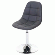 Décoshop26 - Chaise de salle à manger x1 pivotante coutures décoratives design rétro en PVC gris piètement chromé 04_0002192 - gris 3000256932695 Décoshop26 - Chaise de salle à manger x1 pivotante coutures décoratives design rétro en PVC gris piètement chromé 04_0002192 - gris 3000256932695