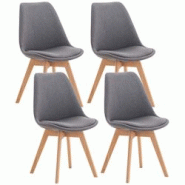 Décoshop26 - Lot de 4 chaises de salle à manger cuisine bureau style scandinave en tissu gris pieds en bois 10_0000365 - gris 3000831469608 Décoshop26 - Lot de 4 chaises de salle à manger cuisine bureau style scandinave en tissu gris pieds en bois 10_0000365 - gris 3000831469608