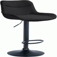 Décoshop26 - Tabouret de bar x1 pivotant forme ergonomique surpiqûres décoratives en tissu noir cadre en métal noir 10_0005913 - noir métal 30002
