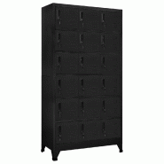 Helloshop26 - Armoire à casiers moderne de rangement 90 x 40 x 180 cm 18 portes verrouillables style bureau en acier noir 02_0047040 - noir acier 300
