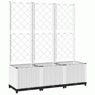 Helloshop26 - Jardinière bac lit surélevé plantes fleurs terrasse jardin avec treillis 120 x 40 x 136 cm PP blanc 02_0038234 - 3000214146768 Helloshop26 - Jardinière bac lit surélevé plantes fleurs terrasse jardin avec treillis 120 x 40 x 136 cm PP blanc 02_0038234 - 3000214146768