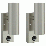 Helloshop26 - Lot de 2 appliques murales cylindriques design contemporain extérieur 7 x 10 x 22 cm en acier inoxydable argenté 02_0056542 - argenté