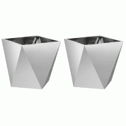 Helloshop26 - Lot de 2 jardinières modernes pour extérieur 40 x 40 x 40 cm en acier galvanisé argent 02_0053073 - acier 3000237745955