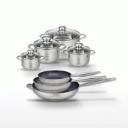 Lot de 3 Poêles 24/28/32 cm Elo Profi Therm Platinum et 4 Faitouts Elo Brillant - gris inox 3176239970876