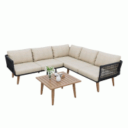 Merax salon de jardin, 5 personnes, 3-pièces, tressage corde, beige - beige métal N634P0008L