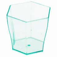 Mini verre hexagonal vert d'eau PS 6cl Ø4,7x4,6cm - par 864