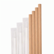 Pailles 20cmx6mm Papier Kraft (paquet individuel) 100un - 6621324