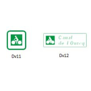 Panneau de jalonnement des itinéraires cyclables type DV