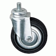 Roulette Ø80mm - Filet M10x15mm - acier - Diamètre pas de vis 10mm - longueur tige filetée 15mm