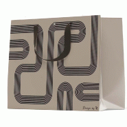 Sac luxe Anniversaire RETIF taupe poignées ruban noir 36x12x28 cm - par 12
