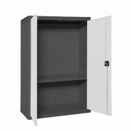 SimonRack Armoire à dossiers, armoire polyvalente, armoire de rangement en acier, 1 niveau, portes doubles, serrure - Simonlocker - noir métal 84254