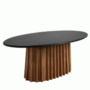 STELLAMEUBLES Table à manger ovale DRAXX en bois d'acacia et marbre noir 100x200cm - 5208067140997