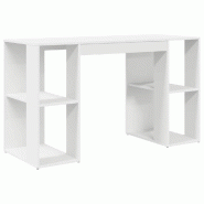 VidaXL Bureau avec étagère Blanc 130 x 50.5 x 75 cm Bois d'ingénierie Modèle Horizon Signature - 869498
