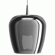 Zafferano Lampe à suspension Bilia 230V LED 8W en verre borosilicaté soufflé à la bouche avec finition Aluminium Argent, d.27 cm, hauteur 333 cm -