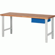 Établi série BK 650 l.2000xP700xH790-1140 mm hêtre massif gris clair, RAL 7035 bleu gent.,RAL 5010 1 tiroir PROMAT Établi série BK 650 l.2000xP700xH790-1140 mm hêtre massif gris clair, RAL 7035 bleu gent.,RAL 5010 1 tiroir PROMAT
