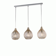BeLight Rail Diamante Blanc, Cadre Chromé, Verre Soufflé Ambré Effet Cristal, Câbles Réglables, 3 Lumières, Style Chic - orange 8057724581720