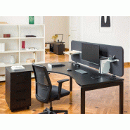Bureau compact Solar - grande surface de travail - caisson 4 tiroirs intégré - bois mélaminé - structure acier Bureau compact Solar - grande surface de travail - caisson 4 tiroirs intégré - bois mélaminé - structure acier