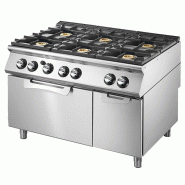 Cuisinière gaz sur four gaz statique GN 2/1 et armoire fermée, 6 brûleurs 1200x900x870 mm - VIRTUS - 4068875006011