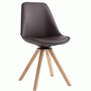 Décoshop26 - Chaise de salle à manger x1 pivotante style moderne assise en PVC marron piètement en bois clair 10_0003322 - marron 3000251520781 Décoshop26 - Chaise de salle à manger x1 pivotante style moderne assise en PVC marron piètement en bois clair 10_0003322 - marron 3000251520781