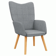 Décoshop26 - Fauteuil chaise de canapé design moderne et tissu gris clair et bois DEC026663 - gris Bois massif 3000255942268