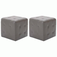 Décoshop26 - Lot de 2 poufs repose-pied tabouret capitonné 30 x 30 x 30 cm PVC gris DEC029931 - 3000257639395