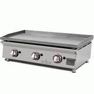 Gril à gaz 80 cm, profondeur 45 cm, 3 brûleurs, acier laminé, Arilex - 80PGLN