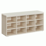 Helloshop26 - Banc à chaussures 303 x 785 x 48 cm meuble d'entrée avec siège étagère à chaussures avec coussin et 9 compartiments 12_0004100 - 3