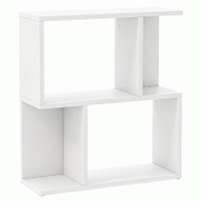 Helloshop26 - Bibliothèque à 3 niveaux 50 x 17,5 x 55,5 cm rangement pratique style moderne en bois blanc 20_0015274 - 3000228715134
