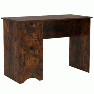 Helloshop26 - Bureau d'ordinateur 109 x 50 x 75 cm avec 2 tiroirs rangement pratique design contemporain en bois MDF marron 20_0010859 - marron métal