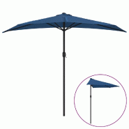 Helloshop26 - Parasol de balcon avec mât en aluminium 270 x 135 x 245cm demi bleu 02_0008300 - bleu aluminium 3000443747767