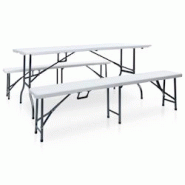 Helloshop26 - Table pliable de jardin avec 2 bancs 180 cm acier et pehd blanc 02_0018691 - 3002463432692 Helloshop26 - Table pliable de jardin avec 2 bancs 180 cm acier et pehd blanc 02_0018691 - 3002463432692
