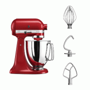 KitchenAid Robot de cuisine ARTISAN Empire Red 5KSM125 avec bol de 4,8 litres, kit de mélange 3 pièces et coupe-légumes 3 pièces 5KSMVSA - multico