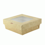 Nvase Ecolomique - 25Pcs - Boîte Kray carrée carton brun -155x155x50 mm, avec couvercle à fenêtre - ECO210KRBAK155K - marron en carton NVS210KRBAK155K