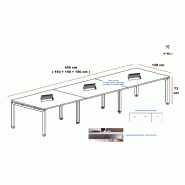 Table de conférence rectangulaire Mobel Linea - Blanc, Blanc, 450_0