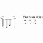 Table de réunion ronde avec 4 pieds - Idea - Quadrifoglio - Argent Ral 9006, 120, Blanc_0