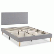 VS Venta-stock Sommier + tête de lit Aura 150x190 cm, Gris clair, hauteur 30 cm - gris polyester I23075
