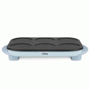 Weasy Crêpière Électrique 6 Mini Crêpes Antiadhésives 1500 W Bleu Clair - blanc inox GOO60