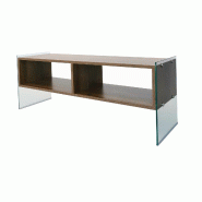 WellHome - Meuble TV en panneau de particules plaqué mélaminé noyer 120x35x45 cm - marron WH1524