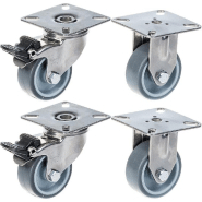 Roulette 50mm 2" en acier inoxydable caoutchouc gris, frein fixe, 160kg, jeu de 4 Roulette 50mm 2" en acier inoxydable caoutchouc gris, frein fixe, 160kg, jeu de 4