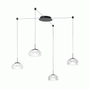 Brena - Suspension Transparente Décentralisée 4 Lumières - Fabas Luce - Led 40W Dimmable - Montage Décentralisé - transparent 8019282546085